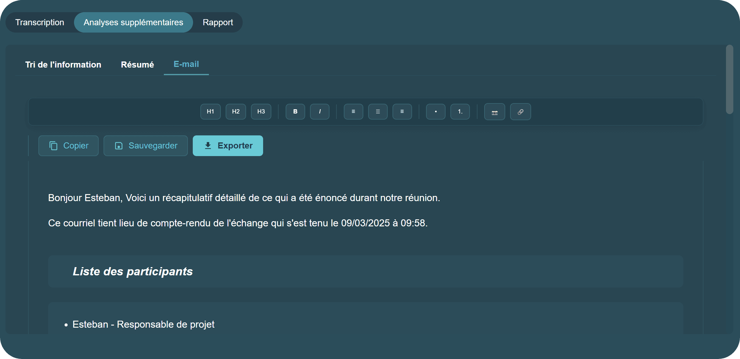 Envoyez vos rapports par email